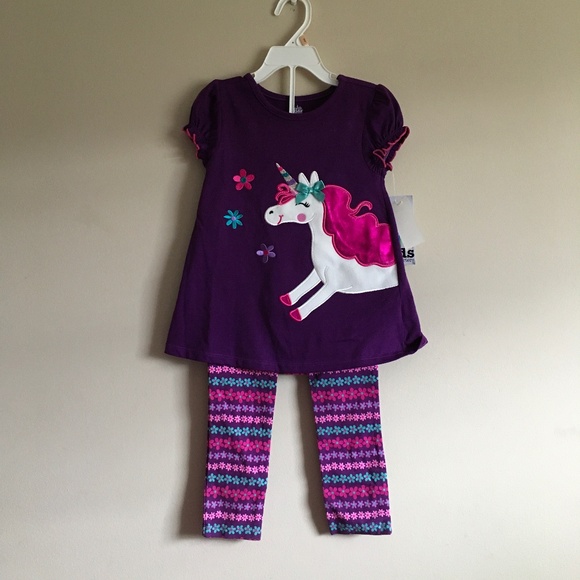 Kids Headquarters 2 Pc. Unicorn tunic&leggings set, Little Girl size 5. - Picture 1 of 8